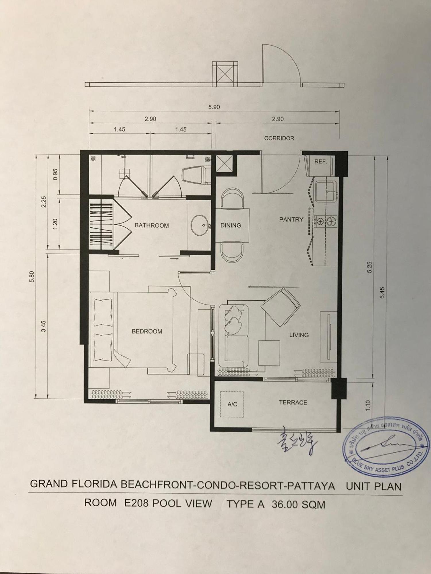 Grand Florida芭提雅带免费游泳池温泉和健身房和办公区水上花园公寓e208 Na Chom Thian Exteriér fotografie